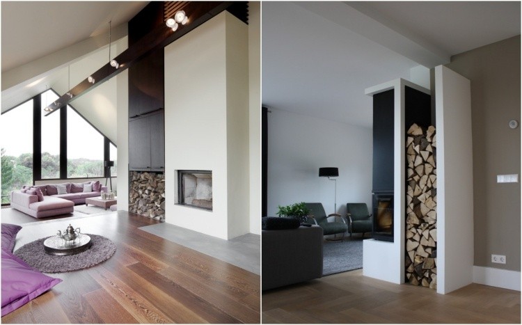 Chimeneas de leña con espacios de almacenamiento.