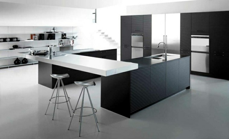 color negro ideas cocinas falso metales sillas