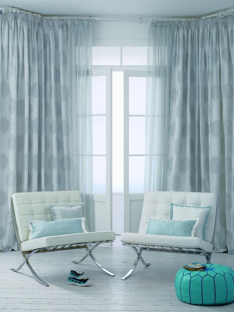 cortinas para salon azul claro puntos ideas