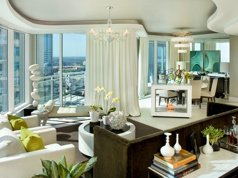 cortinas para salón muebles mesa blanca ideas