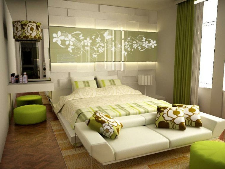 decoracion de dormitorios lamparas flores verde