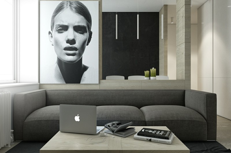 decoración de interiores color oscuro neutral sofa gris ideas