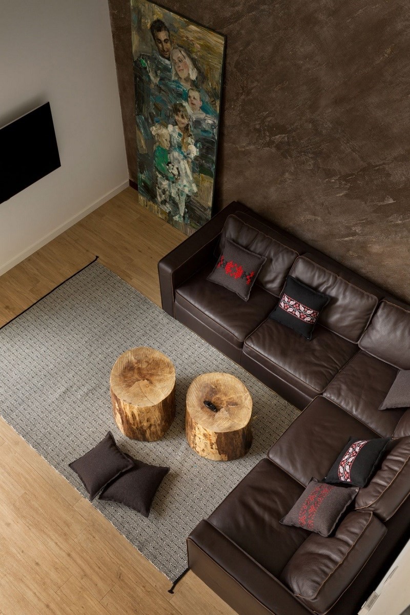 troncos de madera hacen de mesas en el salón moderno decoracion de salones mesas madera ideas