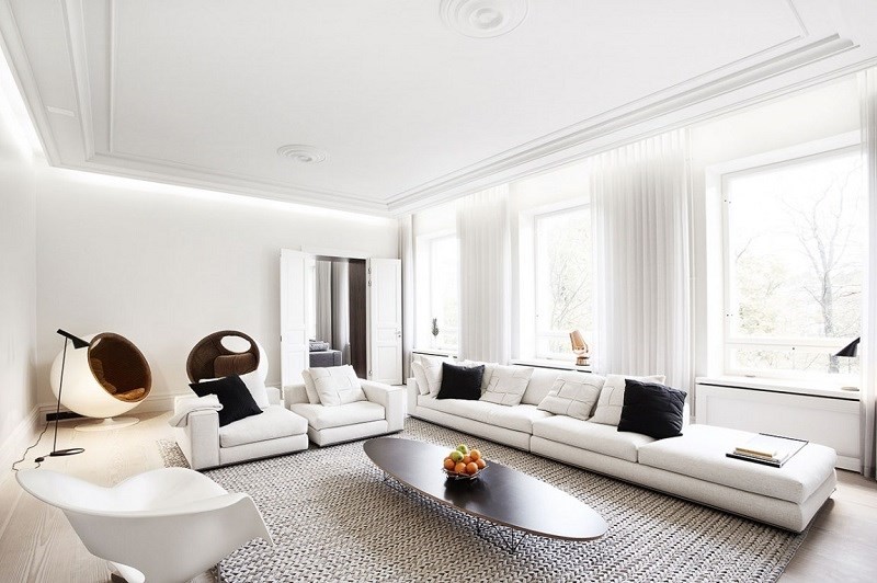 muebles blancos en el salón moderno decoracion de salones sofas grandes blancas ideas