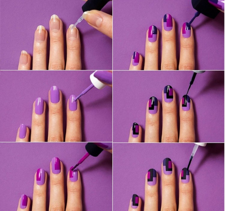 decoracion de unas tendencias 2016 purpura negro tutorial ideas