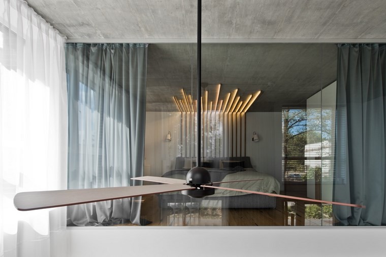 diseño de interiores estilo escandinavo dormitorio pared cristal ideas