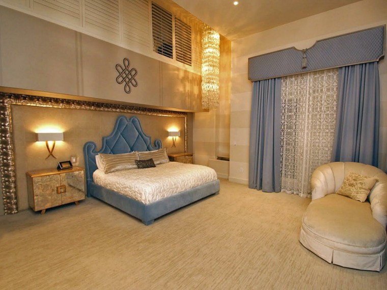 dormitorio de matrimonio ideas modernas cama azul bonito