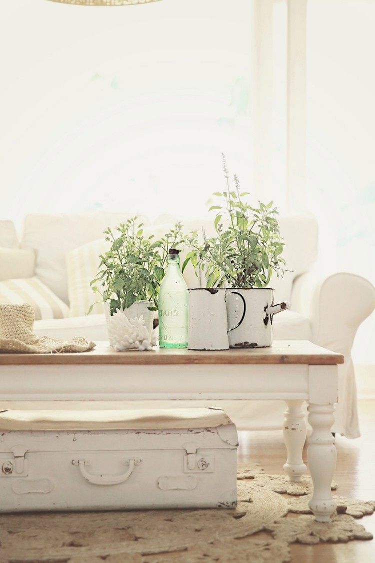elegante baño decorado blanco plantas