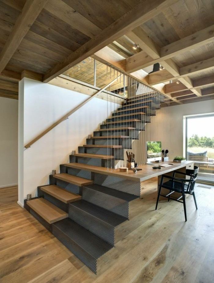 escaleras de madera aluminio cristal casa cuerda acero ideas