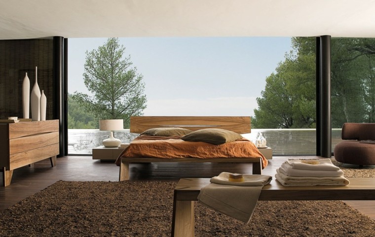 espacio dormitorios matrimonio amplios cama madera clara ideas