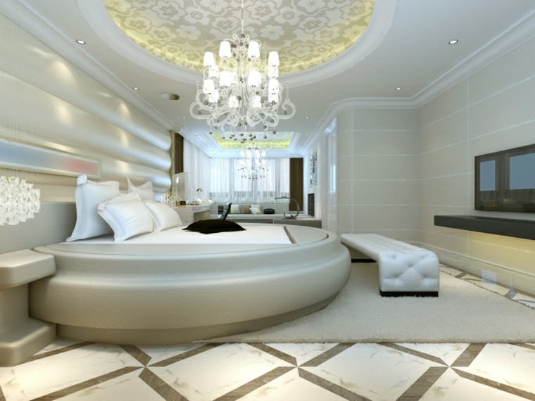 espacio dormitorios matrimonio amplios cama redonda ideas