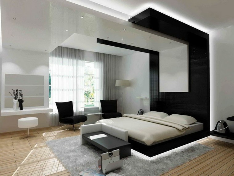 espacio dormitorios matrimonio amplios muebles negros ideas