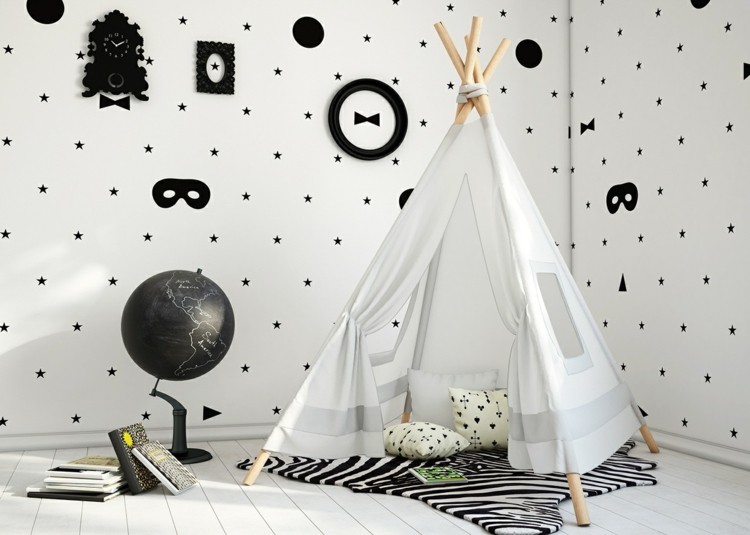 estrellas decorado formas negro infantil