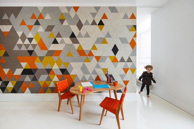 fieltro decoracion original paredes colores vibrantes ideas