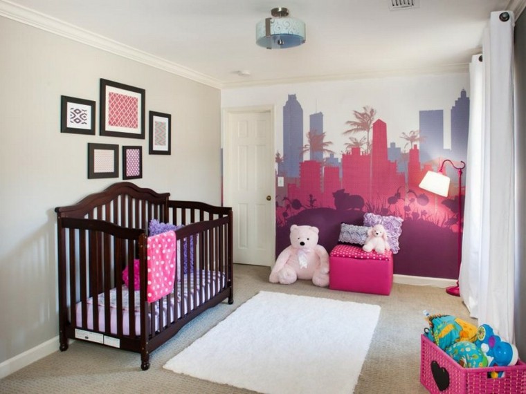 habitaciones de bebe ideas niña alfombras rosa