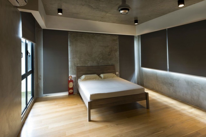 hormigon expuesto casa dormitorio iluminacion-LED ideas