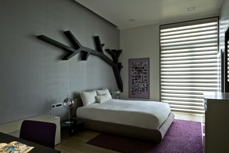 ideas decoracion dormitorio alfombra purpura moderno