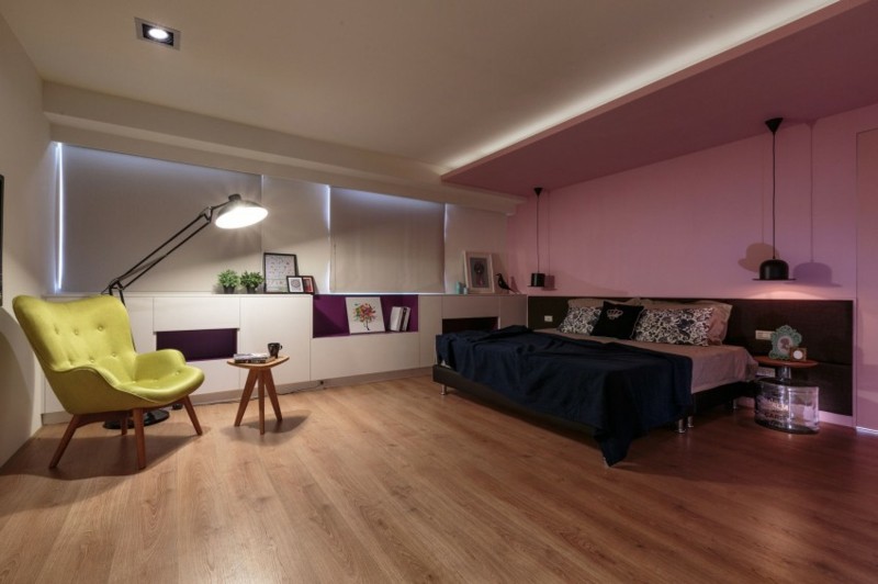ideas decoracion dormitorio pared color rosa moderno