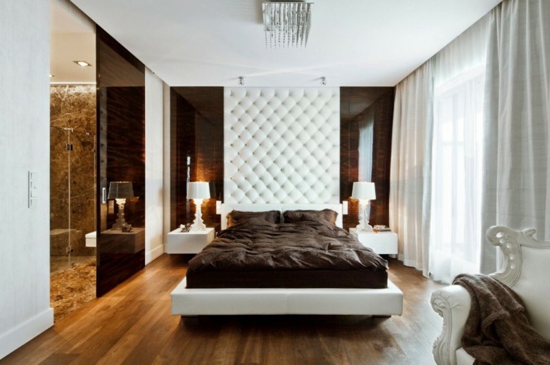 ideas decoracion dormitorio respaldo cuero blanco moderno
