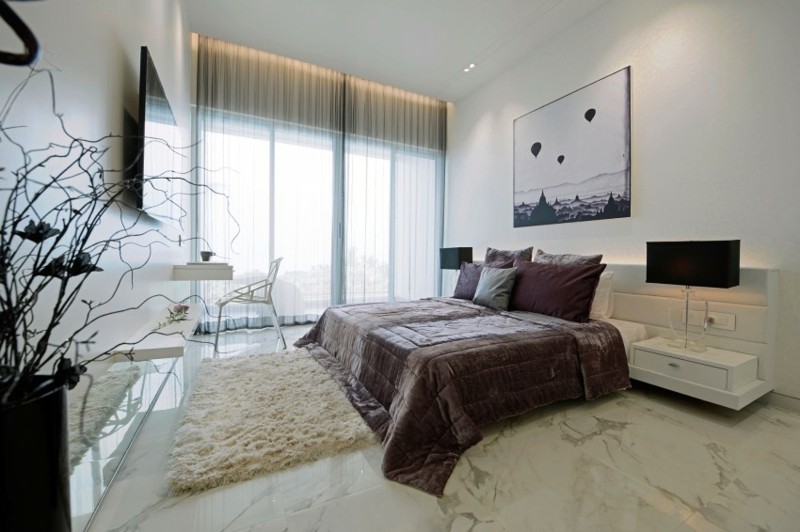 ideas decoracion dormitorio suelo marmol moderno