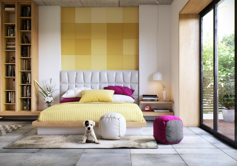 ideas decoracion dormitorio tema amarillo moderno