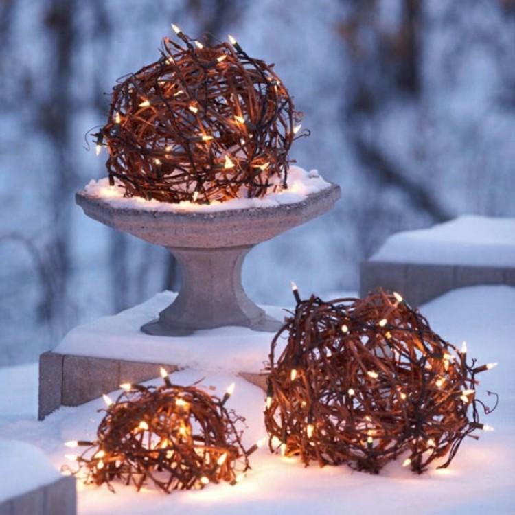 luces de navidad ideas jardines copas ramas