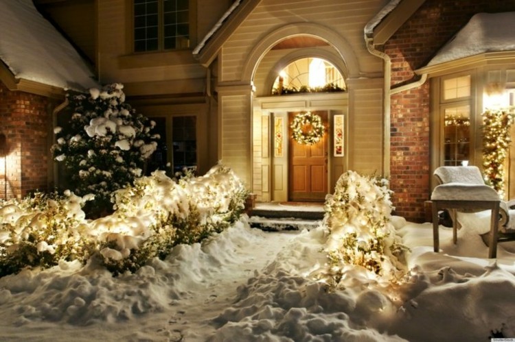 luces de navidad ideas jardines coronas nieve