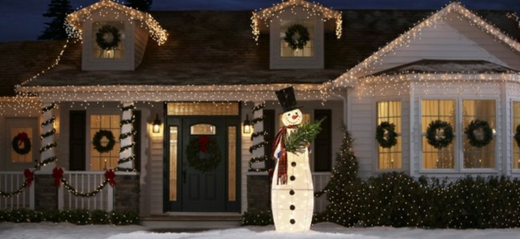 luces de navidad ideas jardines lazos diseño