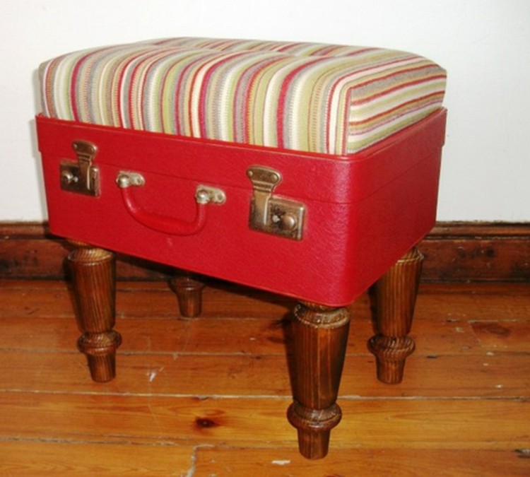 maletas vintage ideas decoracion asientos rojo