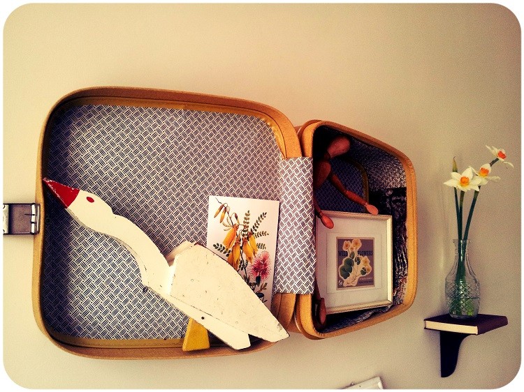 maletas vintage habitacion estilo pajaro flores