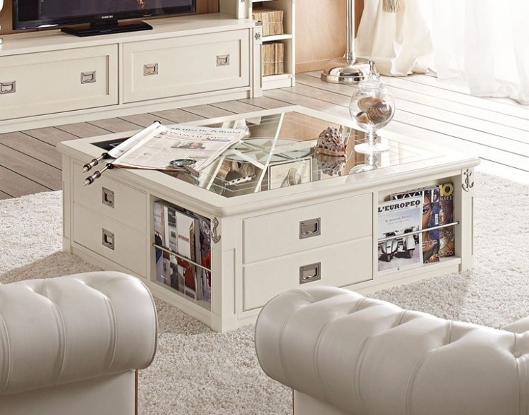 mesa salon cajones funcionales cristal