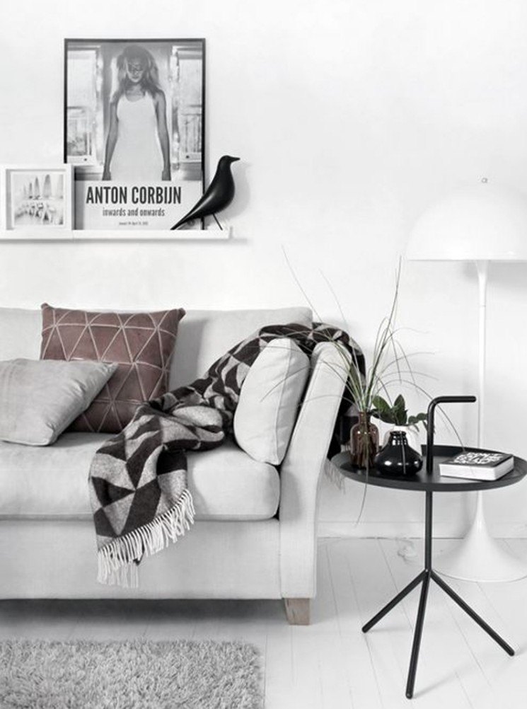 muebles de salón blanco mesita acero ideas