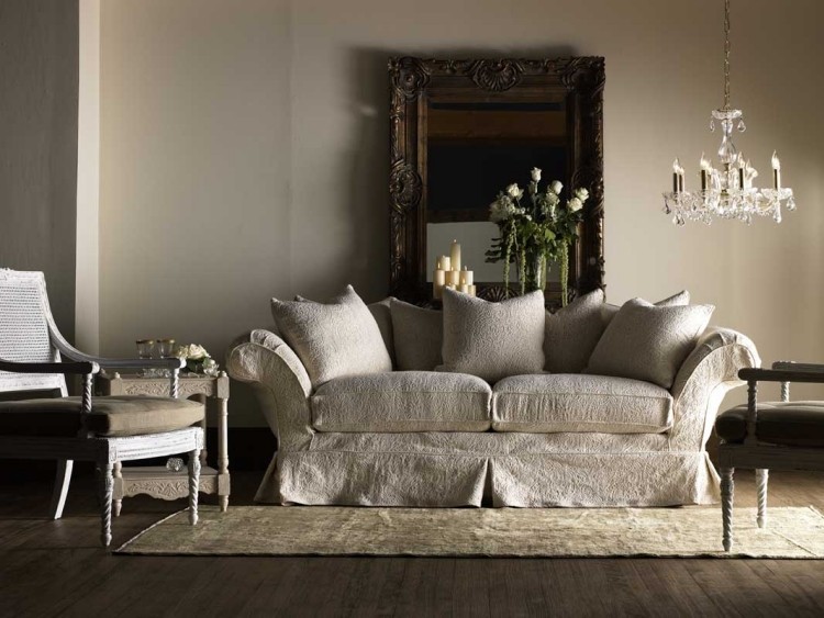 muebles de salón estilo shabbi chic vintage espejo marron ideas