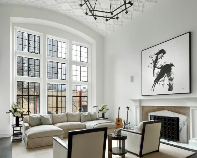 muebles salon blanco ventanales ideas