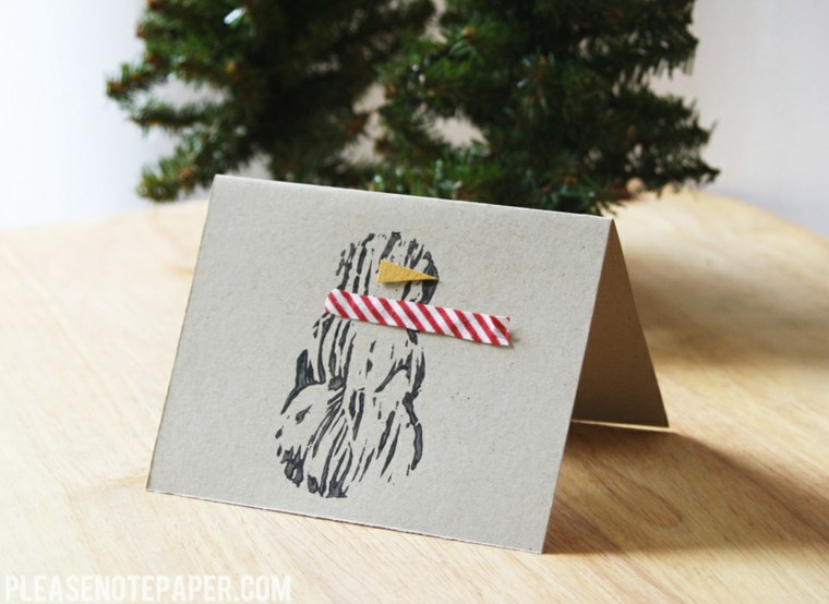 original diseño tarjeta muñeco nieve