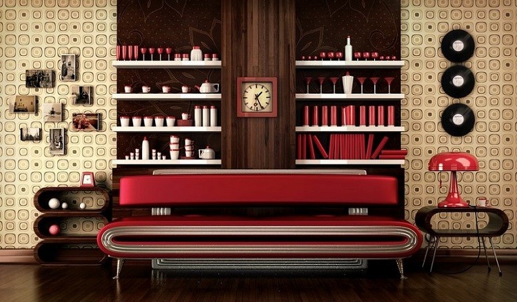 papel para paredes idea modrna relojes rojo
