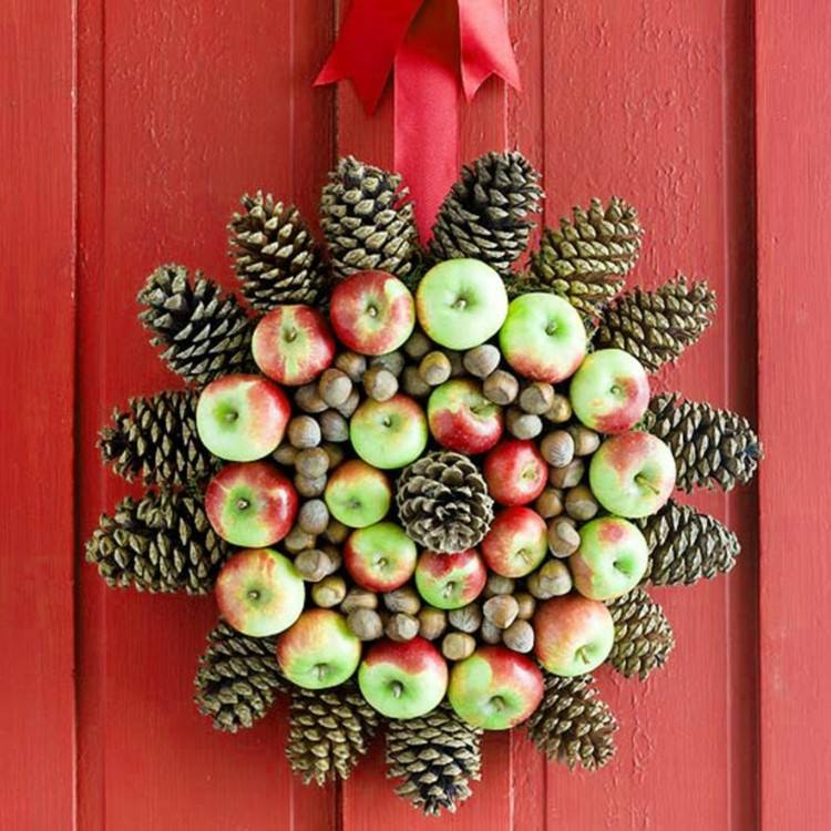 puerta decorado manzanas diseño rojo