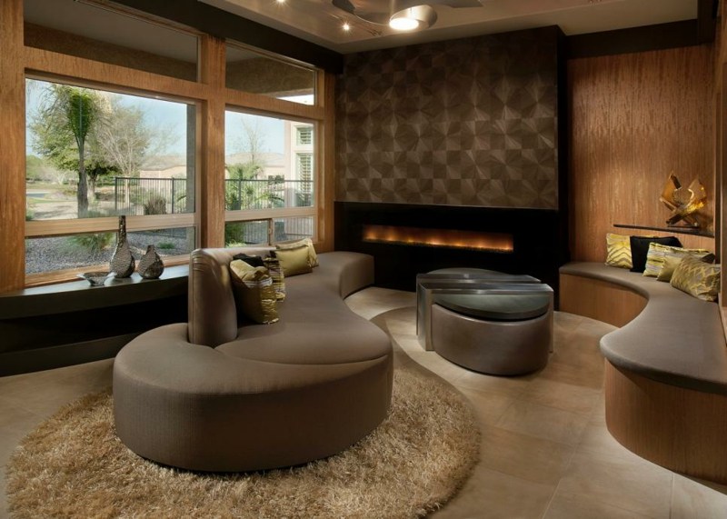 salon moderno ideas paredes color marron chimenea moderna ideas