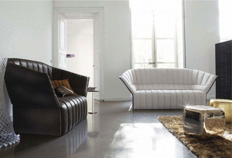salones decoracion diseno sofa negro blanco ideas
