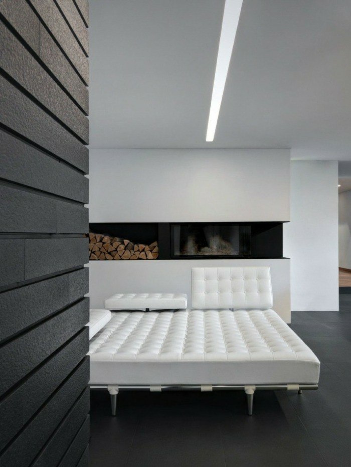 salon moderno blanco pared gris