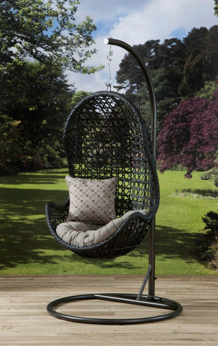 silla colgante color negro
