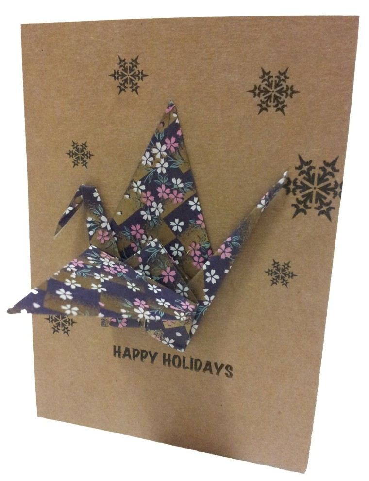 tarjeta navideña decorada pajarita carton