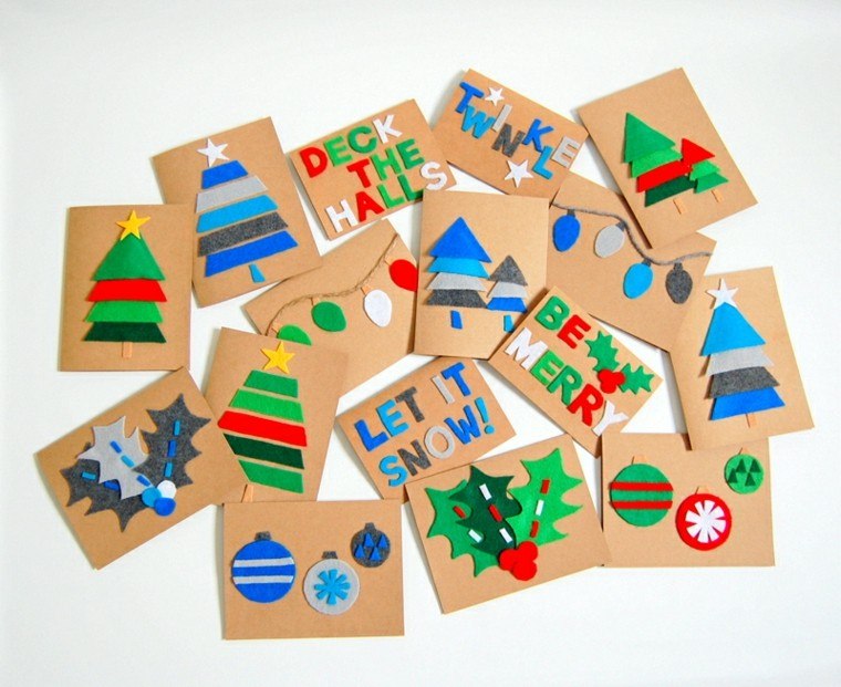 tarjetas navideñas cartulina telas ideas