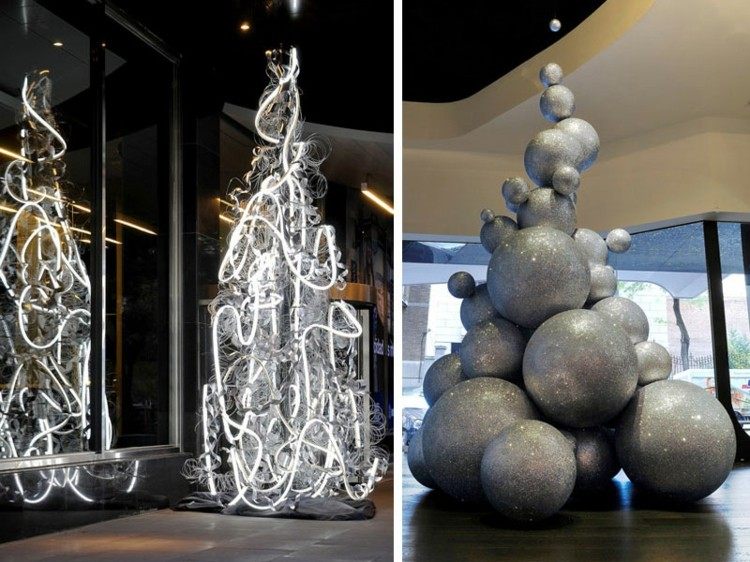 arboles de navidad ideas paredes futuristas esferas