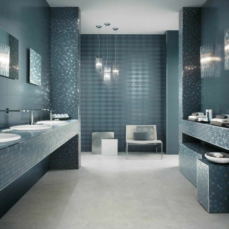 azulejos baño color azul añil 