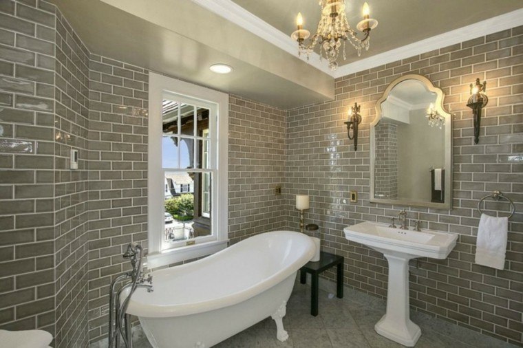 baños decoracion original losa color gris ideas