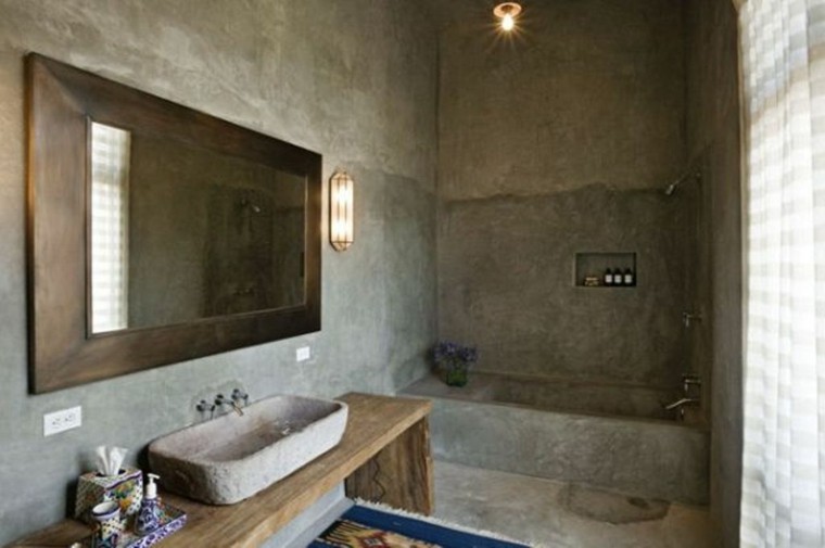 baño estilo rustico todo cemento