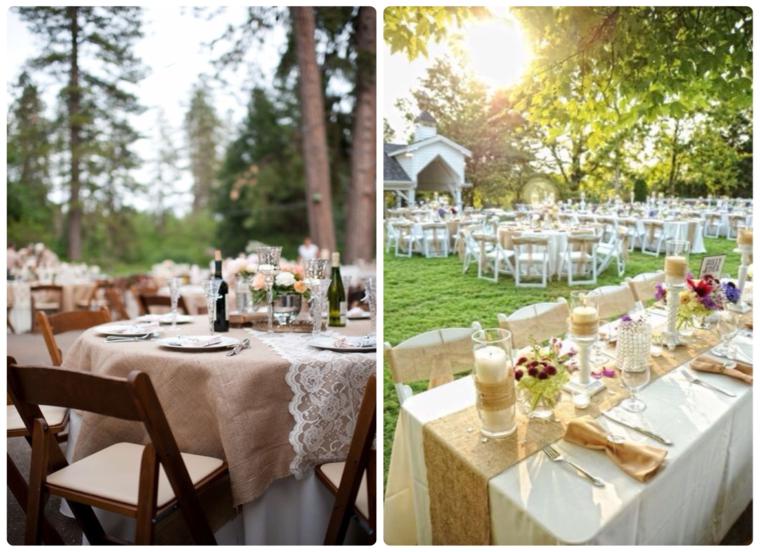 boda jardin manteles tela arpillera