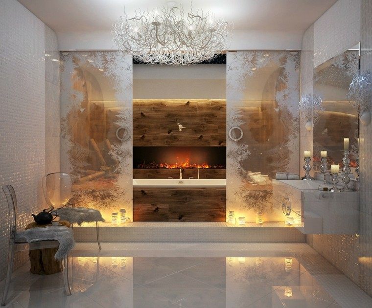 chimeneas modernas baño diseño 