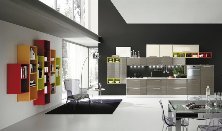 muebles de color gris claro en la cocina moderna cocinas modernas estanterias colores sillas plastico ideas